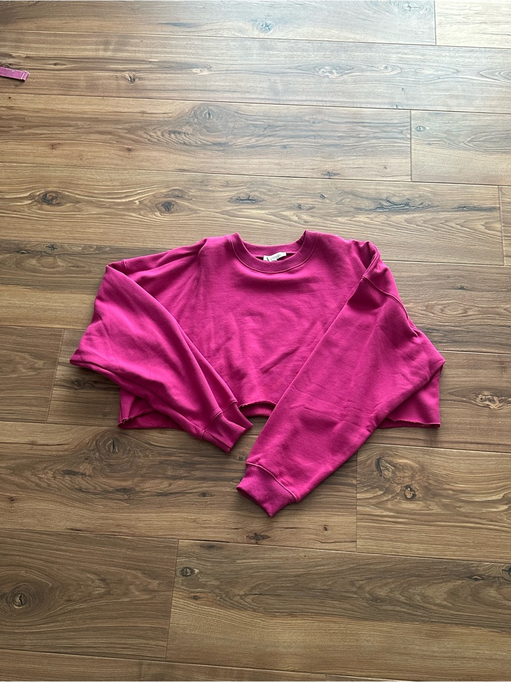 Cropped Fuchsia Crewneck Sweatshirt - Women's Top